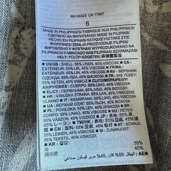 BANANA REPUBLIC BLACK & TAN PALM LEAF PRINT LINEN  VISCOSE SHIRT DRESS SZ 6 - Picture 11 of 12